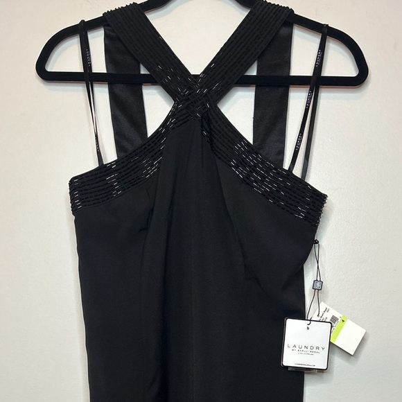 Laundry by Shelli Segal Beaded Criss Cross Halter Dress Black Size 4 - Picture 9 of 10